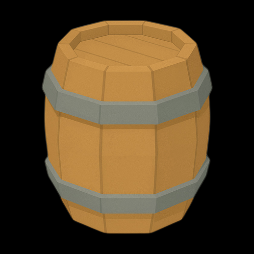 Tonneau en bois low poly