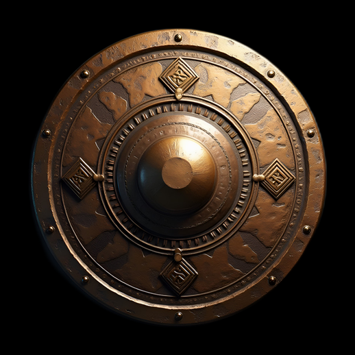 Bouclier rond antique en bronze