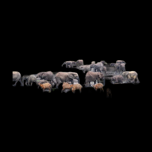 Troupeau d'éléphants et zèbres africains 3D gratuit