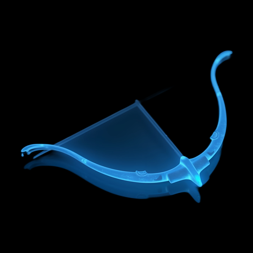 Arc et flèche lumineux bleu