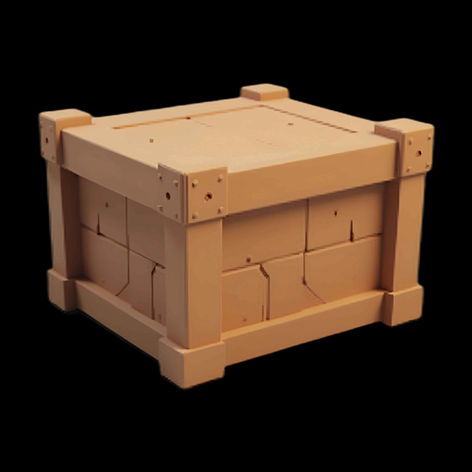 Caisse en bois 3D stylisée