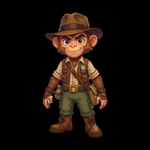 Personnage singe explorateur 3D gratuit cartoon