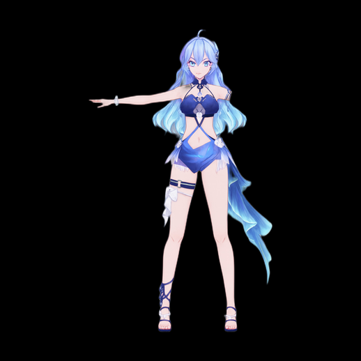 Personnage anime 3D gratuit femme fantasy bleue