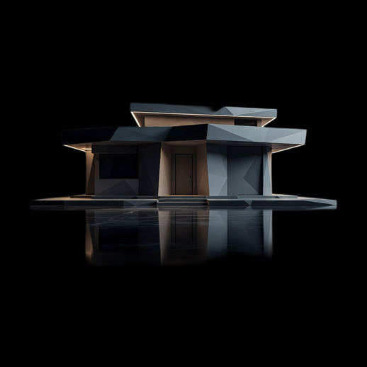 Maison moderne low poly 3D gratuit futuriste