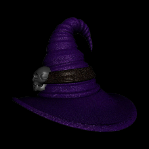 Chapeau de sorciere 3D gratuit violet detaille