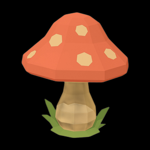 Champignon 3D Low Poly Rouge