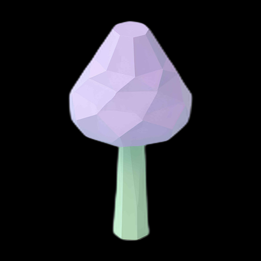 Champignon Low Poly Lilas et Vert