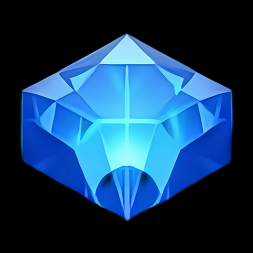Cristal bleu translucide en 3D