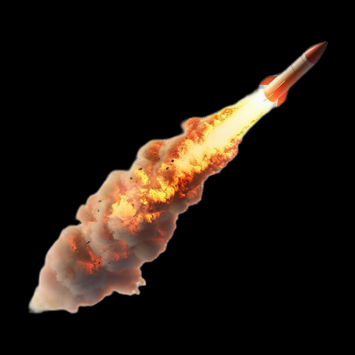 Fusee 3D gratuit avec flamme et fumee - modele 3D gratuit