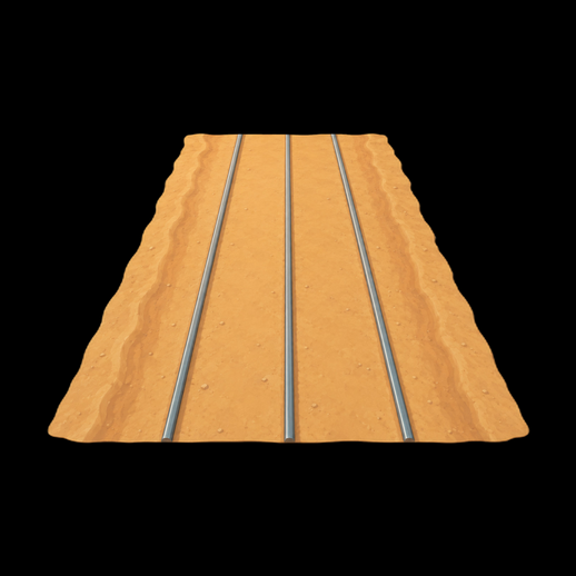 Route sableuse 3D gratuit avec rails metalliques - modele 3D gratuit