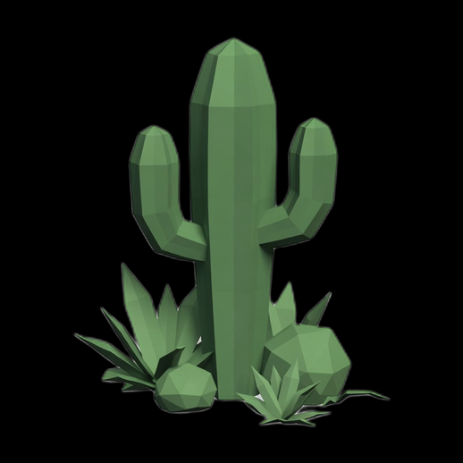 Cactus low poly 3D gratuit stylise desert