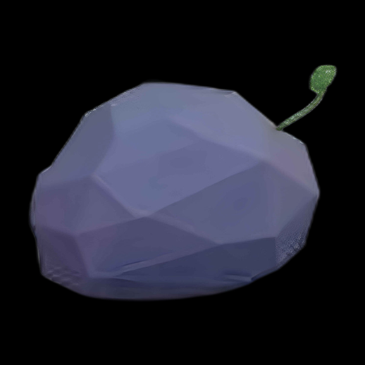 Prune 3D à facettes bleu-violet