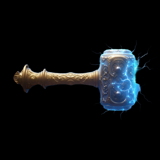 Marteau magique doré et électrique