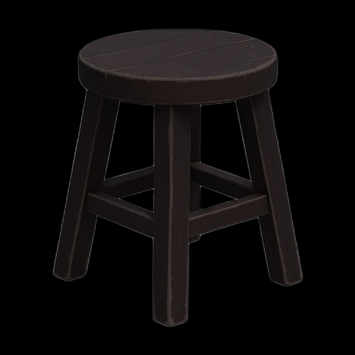 Tabouret rustique en bois 3D