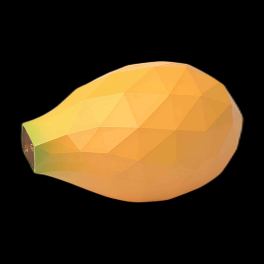 Papaye low poly 3D jaune