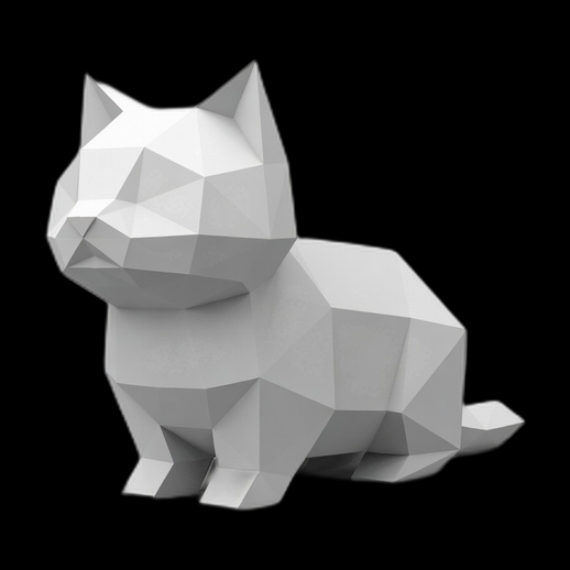 Chat low poly 3D gratuit assis